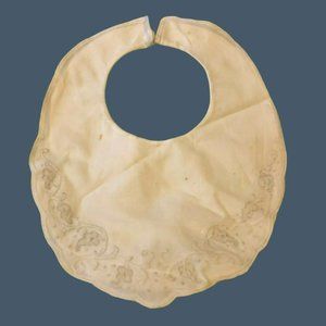 Vtg Baby Bib Cotton Lace Hand Made in Italy for Macy Assoc, Embroidered